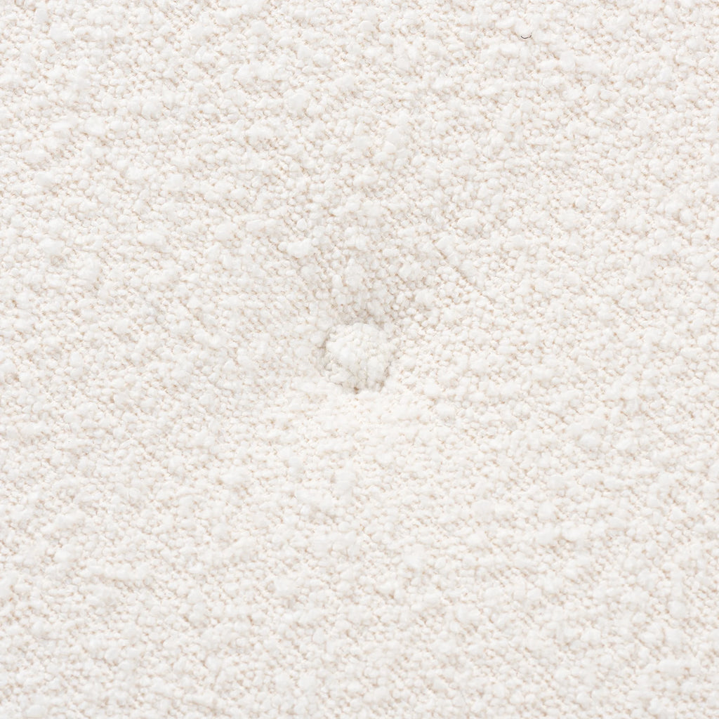 Iliana Japandi Cream Boucle Fabric and Walnut Brown Finished Rubberwood Ottoman Footstool