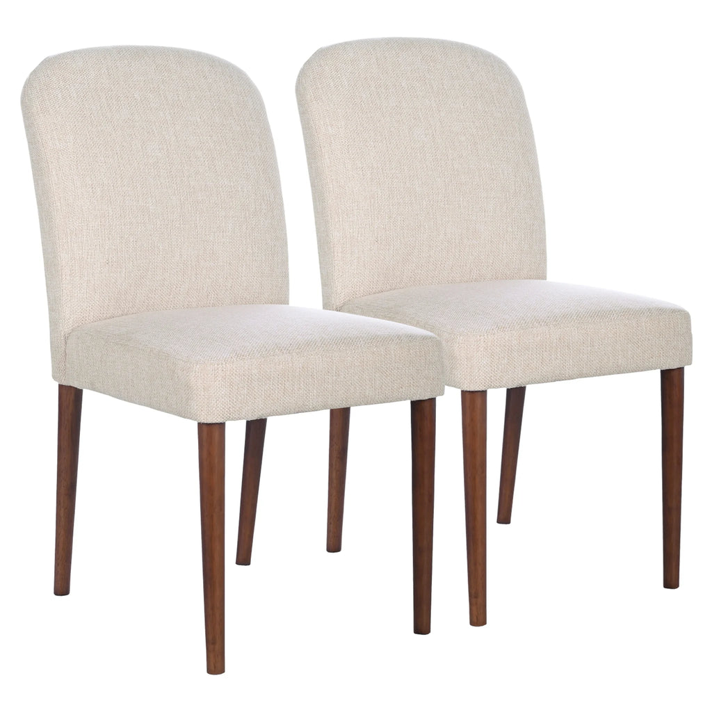 Minka Japandi Style Solid Wood Beige Fabric Upholstered Comfort Dining Chair