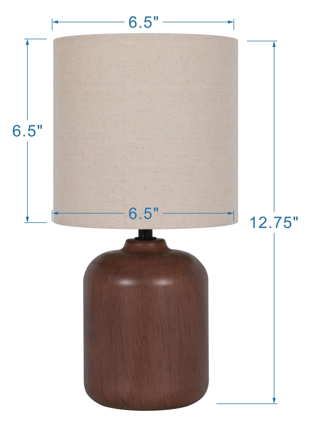 12.75” Traditional Faux Wood Table Lamp with Oatmeal Linen Shade