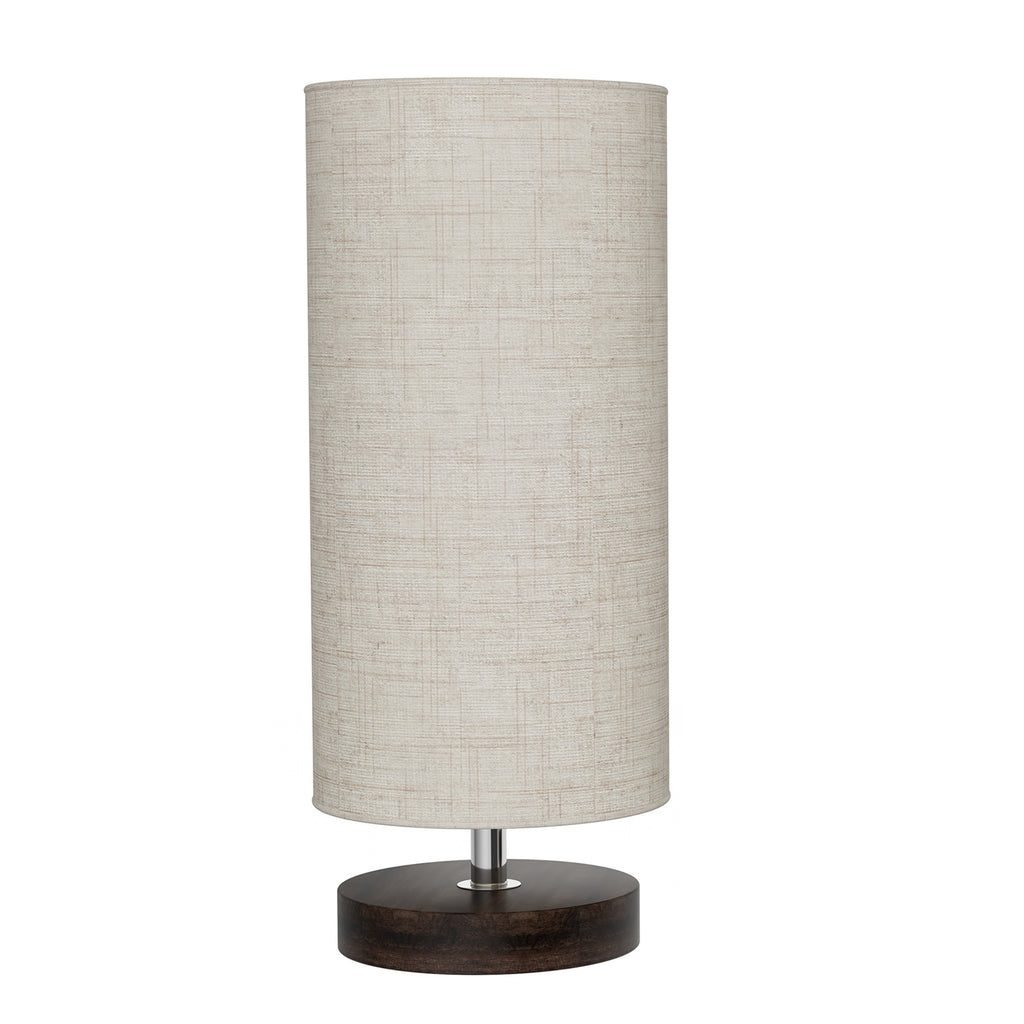 Cylinder Lamp with Wood Base-Modern Light with LED Bulb Included Adjustable Height
