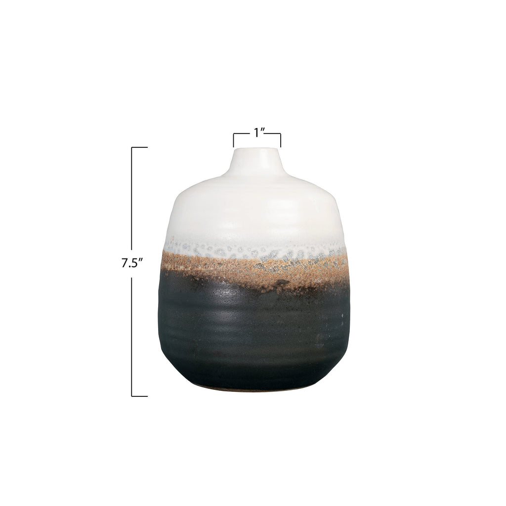 Ombré Ceramic Vase with Reactive Glaze, Black and White