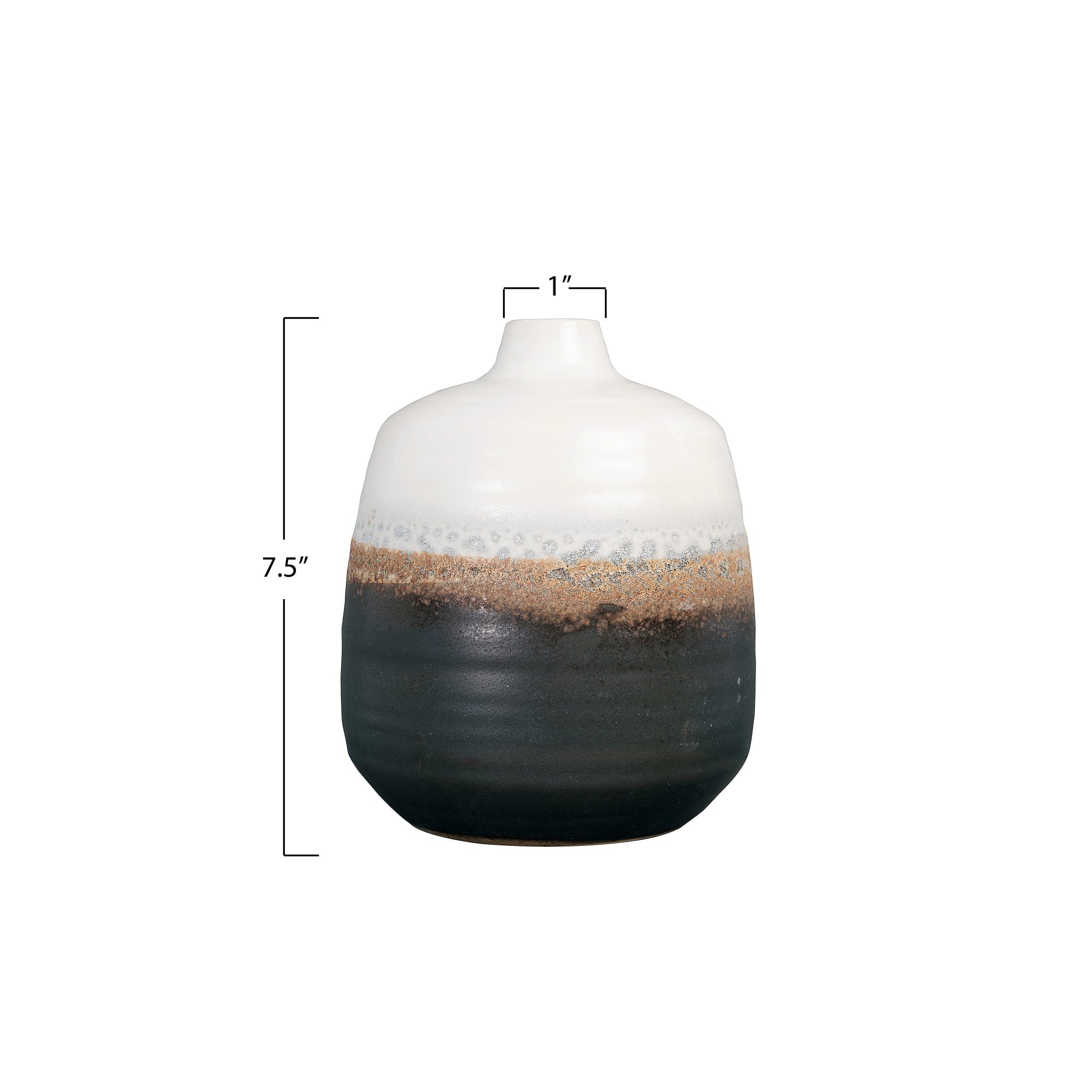 Ombré Ceramic Vase with Reactive Glaze, Black and White