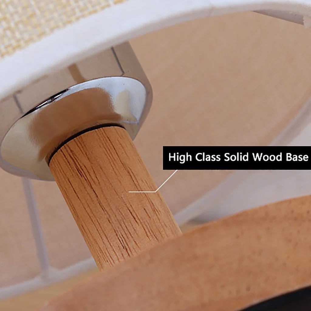 Wooden Table Lamp for Bedroom Study Room, Dimmable Night Lamp with round Linen Fabric Shade and LED Bulb, Classic Desk Lamp for Living Room Office Dormitary, 1 Pack, Khaki