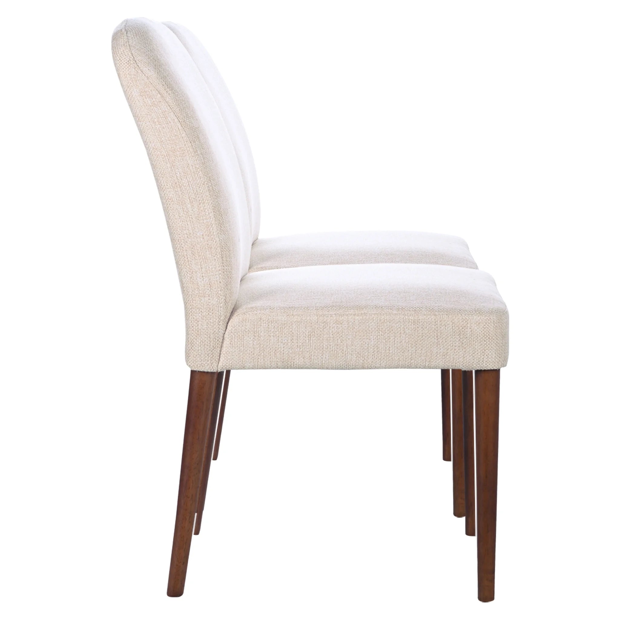 Minka Japandi Style Solid Wood Beige Fabric Upholstered Comfort Dining Chair