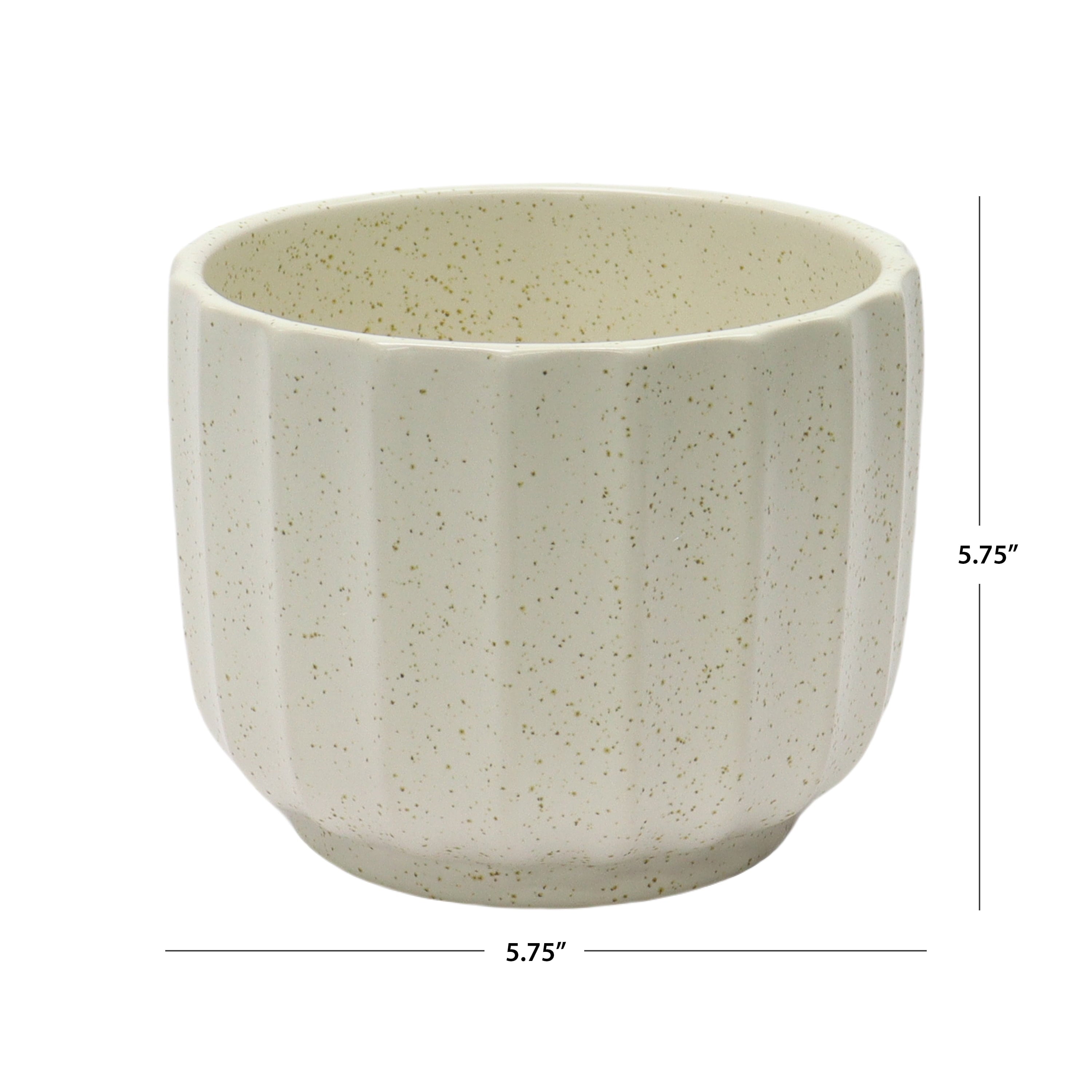 4.5" Speckled Ribbed Ceramic Vase, Cream White, 1 - Piece