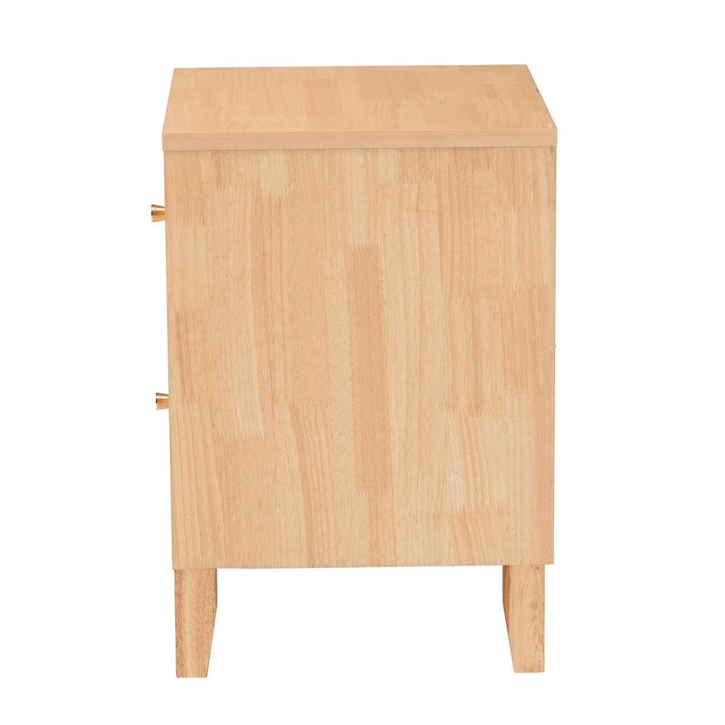 Hosea Japandi Nightstand, 2-Drawer, Natural