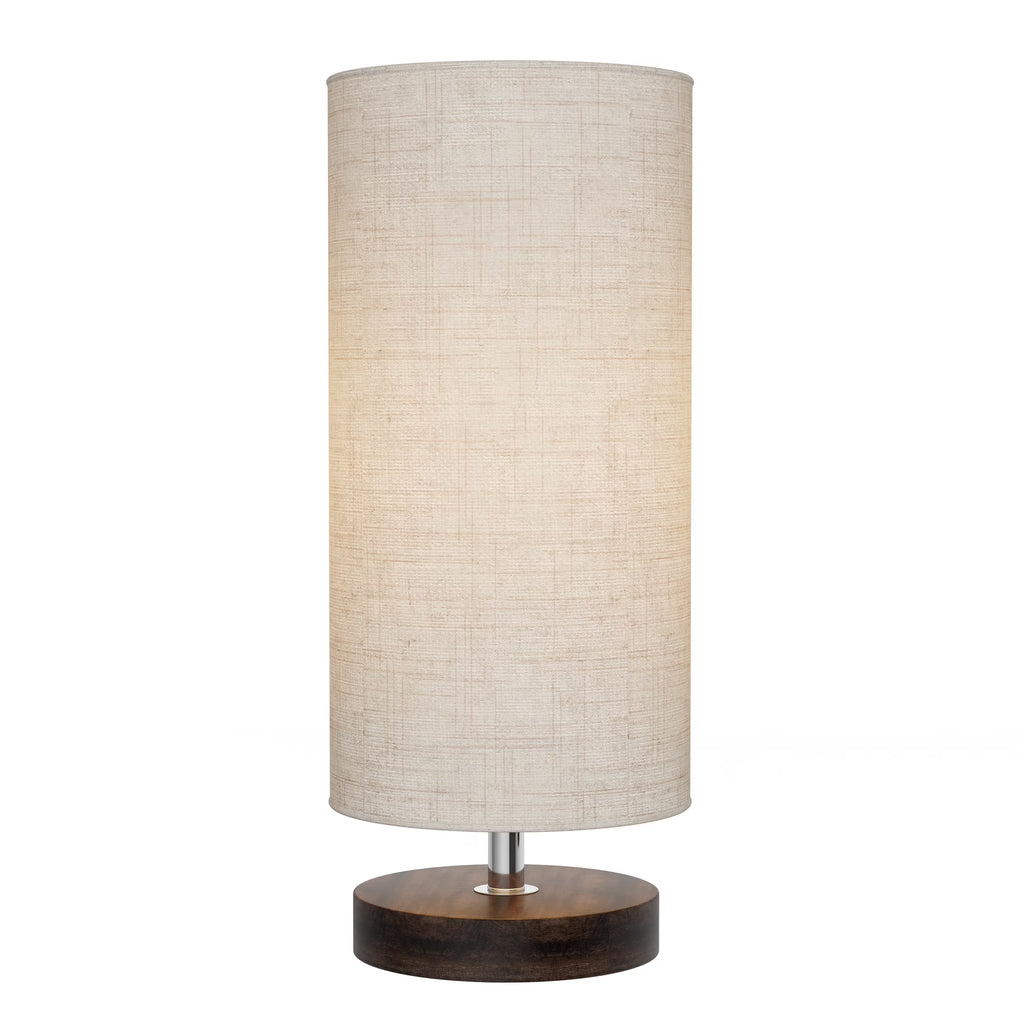 Cylinder Lamp with Wood Base-Modern Light with LED Bulb Included Adjustable Height