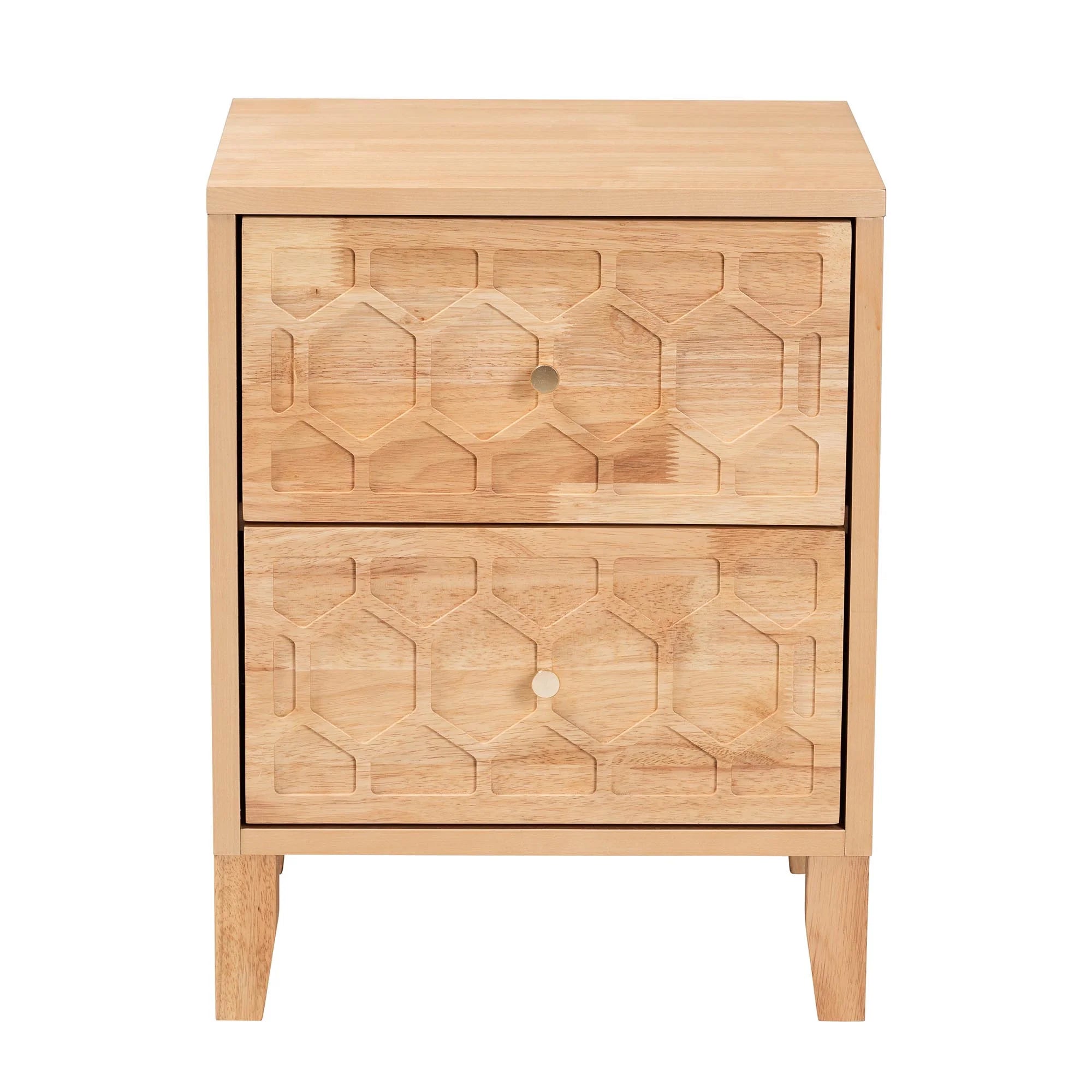Hosea Japandi Nightstand, 2-Drawer, Natural