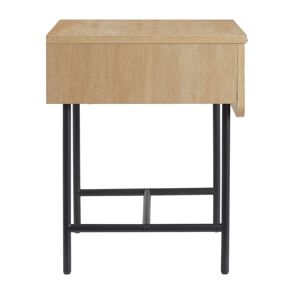 18.5" Reeded 1-Drawer Side Table - Coastal Oak/ Black