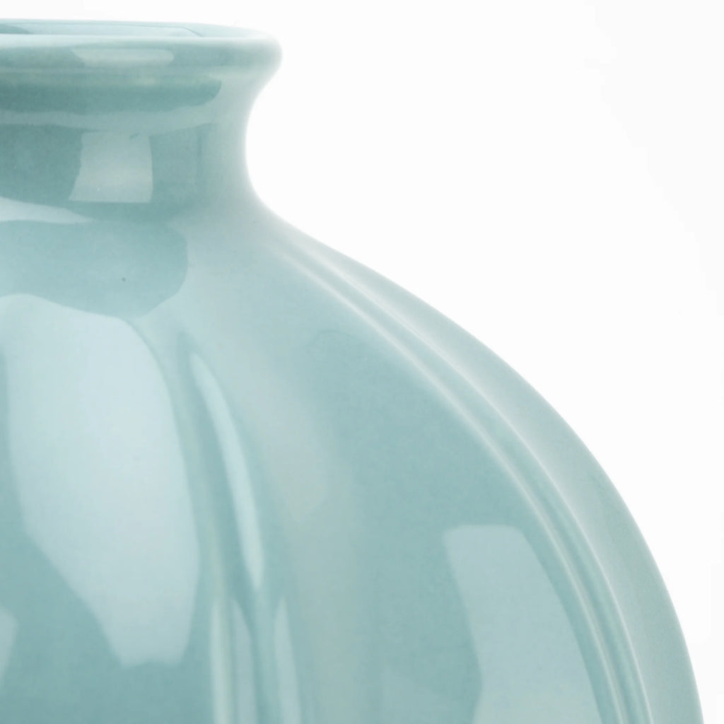 Ceramic Oval Vase, 7.5", Solid Blue