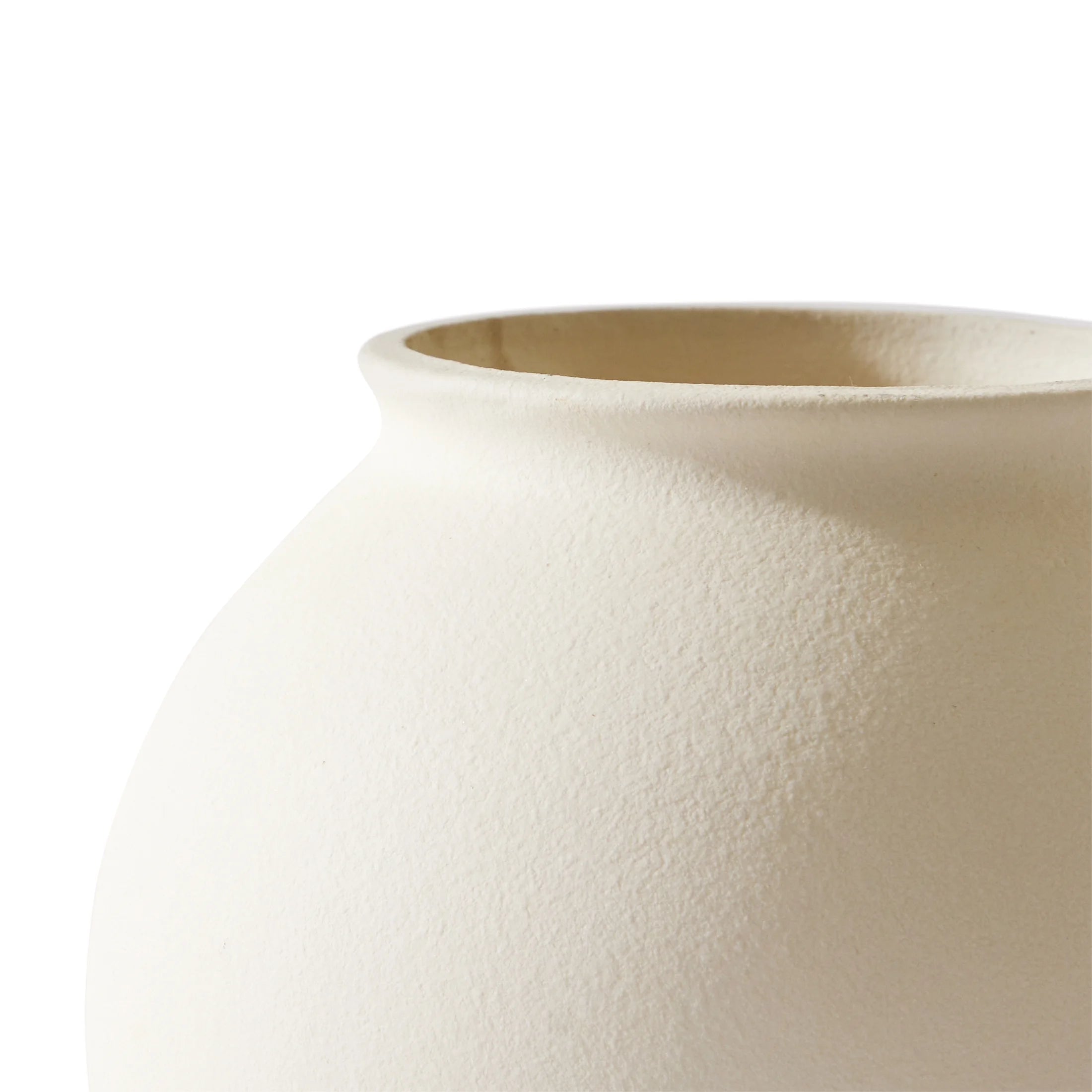 Matte Ceramic round Vase, 5.9", Natural Beige White