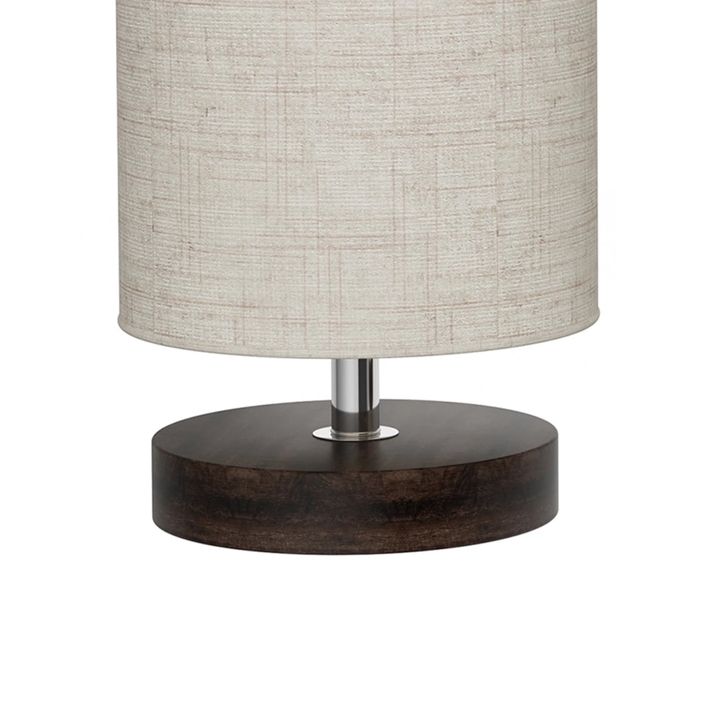 Cylinder Lamp with Wood Base-Modern Light with LED Bulb Included Adjustable Height